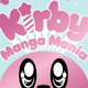 Kirby smiles wide under the title of his comedy manga.